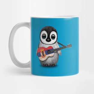 Baby Penguin Playing Serbian Flag Guitar Mug